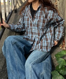 A.D.C.L. | チェック柄 フード付き シャツ(シャツ/ブラウス)