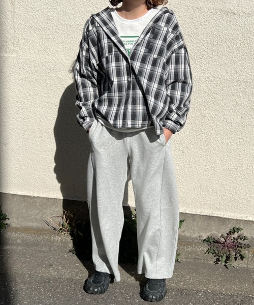 A.D.C.L.(エーディーシーエル)の「チェック柄 フード付き シャツ(シャツ/ブラウス・レディース・ブラック/ライトブルー・L/M)」の12枚目の写真