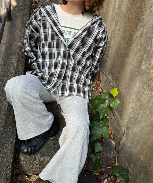 A.D.C.L.(エーディーシーエル)の「チェック柄 フード付き シャツ(シャツ/ブラウス・レディース・ブラック/ライトブルー・L/M)」の3枚目の写真