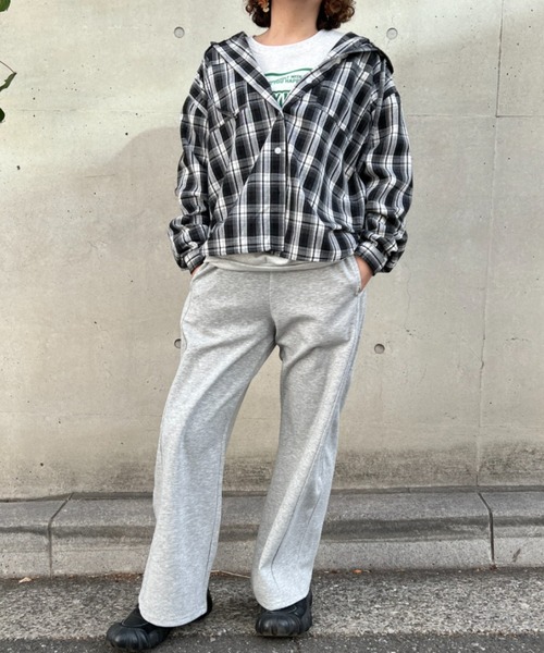 A.D.C.L.(エーディーシーエル)の「チェック柄 フード付き シャツ(シャツ/ブラウス・レディース・ブラック/ライトブルー・L/M)」の14枚目の写真