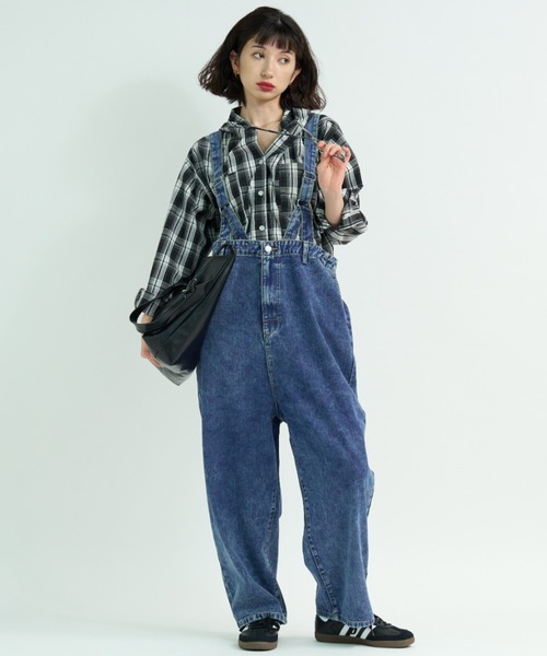 A.D.C.L.(エーディーシーエル)の「チェック柄 フード付き シャツ(シャツ/ブラウス・レディース・ブラック/ライトブルー・L/M)」の11枚目の写真