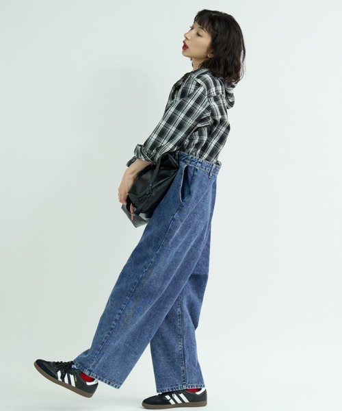 A.D.C.L.(エーディーシーエル)の「チェック柄 フード付き シャツ(シャツ/ブラウス・レディース・ブラック/ライトブルー・L/M)」の13枚目の写真