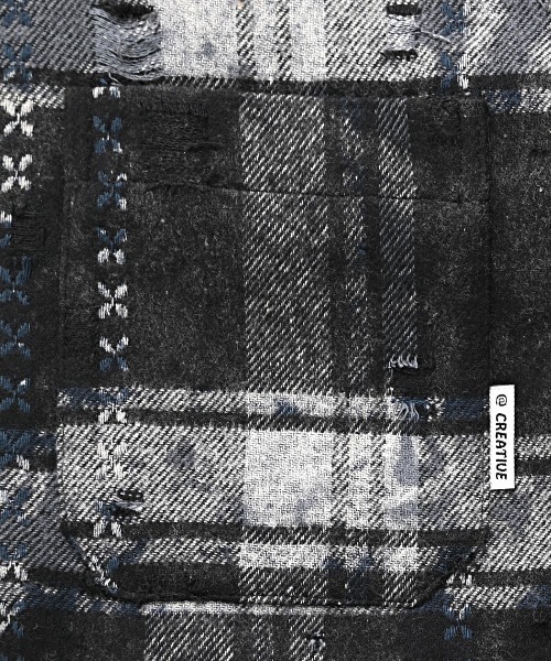 BENUSTA（ベヌスタ）の「『BENUSTA/ベヌスタ』ケミカルブリーチ ダメージチェックシャツジャケット【GC】（ブルゾン・メンズ・ピンク/ブルー・L/M）」の16枚目の写真