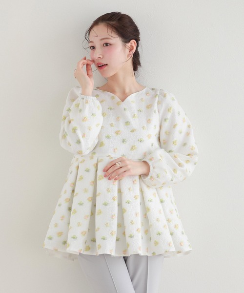 Fit more(フィットモア)の「シアージャガード花柄タック長袖ブラウス(シャツ/ブラウス・レディース・ピンク/ホワイト/ブラック・FREE)」の12枚目の写真