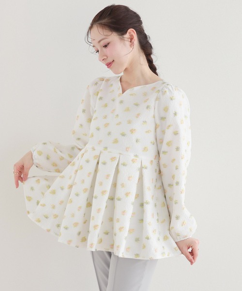 Fit more(フィットモア)の「シアージャガード花柄タック長袖ブラウス(シャツ/ブラウス・レディース・ピンク/ホワイト/ブラック・FREE)」の13枚目の写真