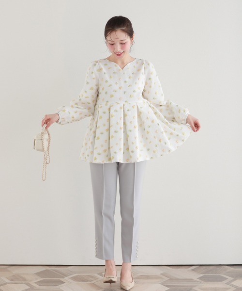 Fit more(フィットモア)の「シアージャガード花柄タック長袖ブラウス(シャツ/ブラウス・レディース・ピンク/ホワイト/ブラック・FREE)」の14枚目の写真