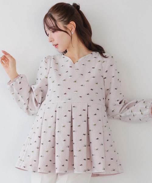 Fit more(フィットモア)の「シアージャガード花柄タック長袖ブラウス(シャツ/ブラウス・レディース・ピンク/ホワイト/ブラック・FREE)」の7枚目の写真