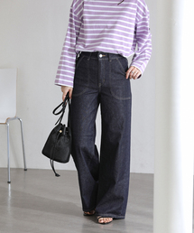 La TOTALITE（ラトータリテ）の「【洗える】SOMETHING / サムシング LISA LACE UP WIDE（デニムパンツ）」