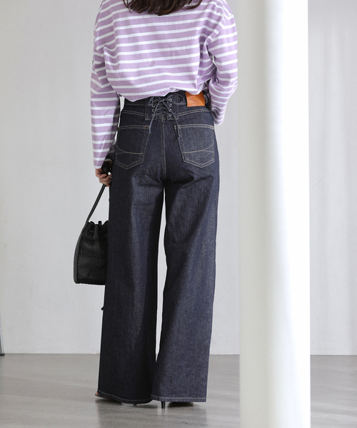 La TOTALITE（ラトータリテ）の「【洗える】SOMETHING / サムシング LISA LACE UP WIDE（デニムパンツ・レディース・ネイビー/ブルー系その他・MEDIUM/SMALL/LARGE）」の6枚目の写真