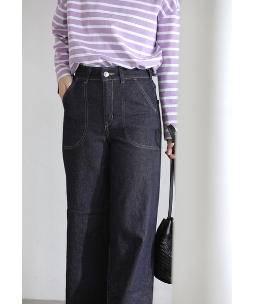 La TOTALITE（ラトータリテ）の「【洗える】SOMETHING / サムシング LISA LACE UP WIDE（デニムパンツ・レディース・ネイビー/ブルー系その他・MEDIUM/SMALL/LARGE）」の7枚目の写真