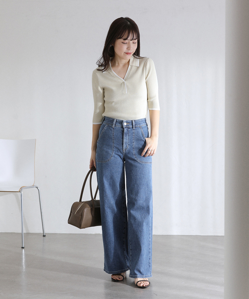 La TOTALITE（ラトータリテ）の「【洗える】SOMETHING / サムシング LISA LACE UP WIDE（デニムパンツ・レディース・ネイビー/ブルー系その他・MEDIUM/SMALL/LARGE）」の10枚目の写真