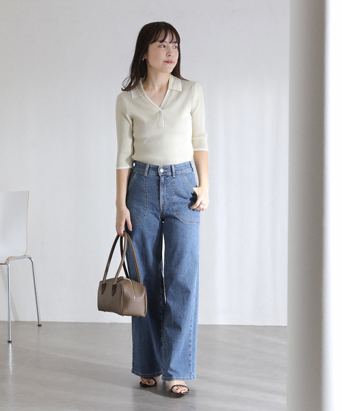 La TOTALITE（ラトータリテ）の「【洗える】SOMETHING / サムシング LISA LACE UP WIDE（デニムパンツ・レディース・ネイビー/ブルー系その他・MEDIUM/SMALL/LARGE）」の11枚目の写真