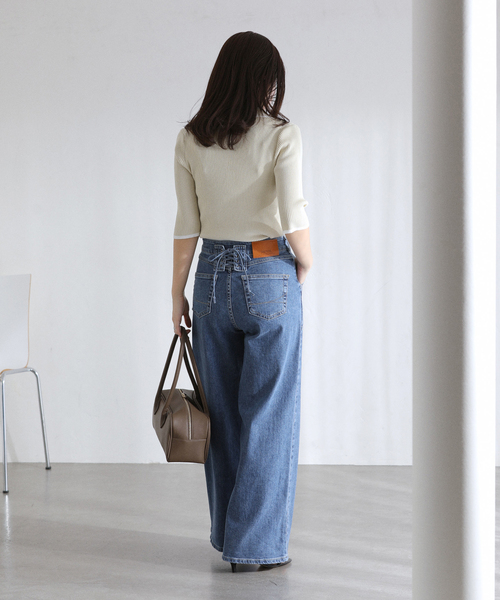 La TOTALITE（ラトータリテ）の「【洗える】SOMETHING / サムシング LISA LACE UP WIDE（デニムパンツ・レディース・ネイビー/ブルー系その他・MEDIUM/SMALL/LARGE）」の12枚目の写真