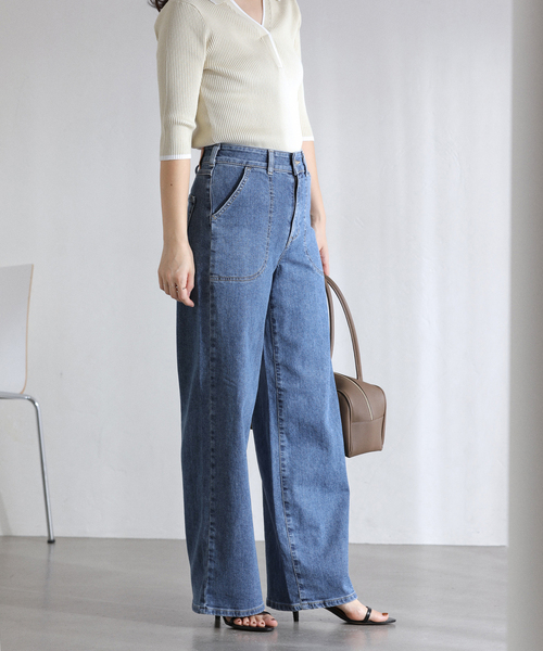 La TOTALITE（ラトータリテ）の「【洗える】SOMETHING / サムシング LISA LACE UP WIDE（デニムパンツ・レディース・ネイビー/ブルー系その他・MEDIUM/SMALL/LARGE）」の13枚目の写真