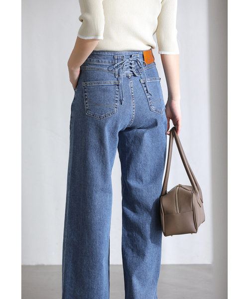 La TOTALITE（ラトータリテ）の「【洗える】SOMETHING / サムシング LISA LACE UP WIDE（デニムパンツ・レディース・ネイビー/ブルー系その他・MEDIUM/SMALL/LARGE）」の16枚目の写真