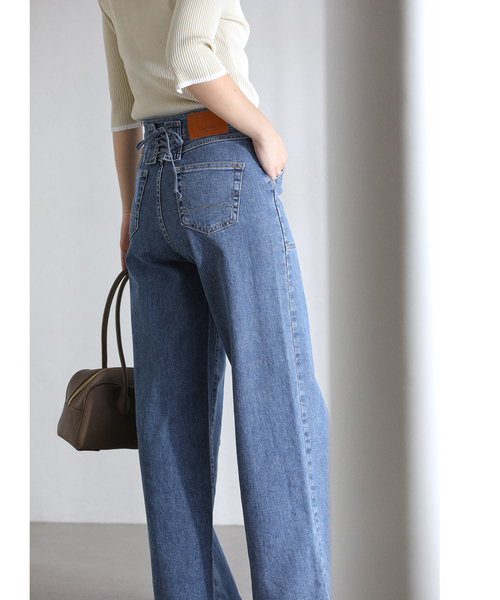 La TOTALITE（ラトータリテ）の「【洗える】SOMETHING / サムシング LISA LACE UP WIDE（デニムパンツ・レディース・ネイビー/ブルー系その他・MEDIUM/SMALL/LARGE）」の22枚目の写真