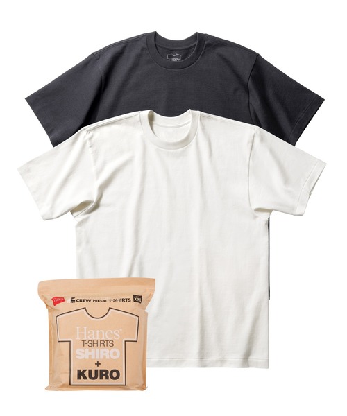 Hanes/ヘインズ】メンズ SHIRO KURO【2枚組】クルーネックTシャツ（T