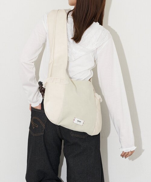 GRAIN（グレイン）の「【GRAIN/グレイン】スウェードドッキングチュールトートバック（トートバッグ・レディース・ブラウン/アイボリー/グリーン・FREE）」の6枚目の写真