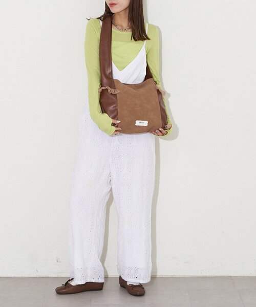 GRAIN（グレイン）の「【GRAIN/グレイン】スウェードドッキングチュールトートバック（トートバッグ・レディース・ブラウン/アイボリー/グリーン・FREE）」の12枚目の写真