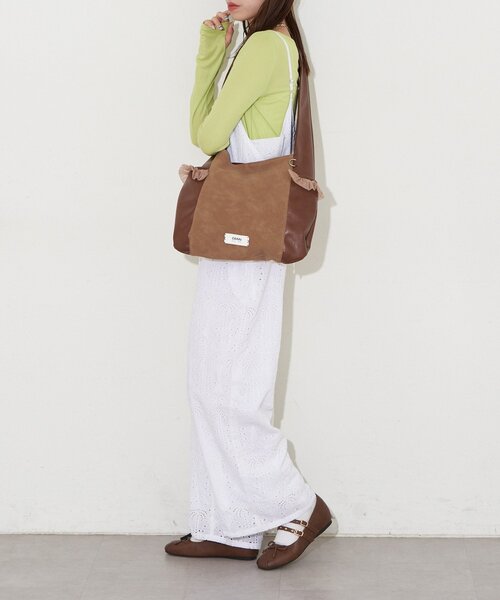 GRAIN（グレイン）の「【GRAIN/グレイン】スウェードドッキングチュールトートバック（トートバッグ・レディース・ブラウン/アイボリー/グリーン・FREE）」の13枚目の写真