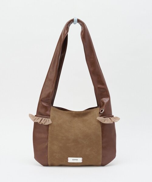 GRAIN（グレイン）の「【GRAIN/グレイン】スウェードドッキングチュールトートバック（トートバッグ・レディース・ブラウン/アイボリー/グリーン・FREE）」の16枚目の写真