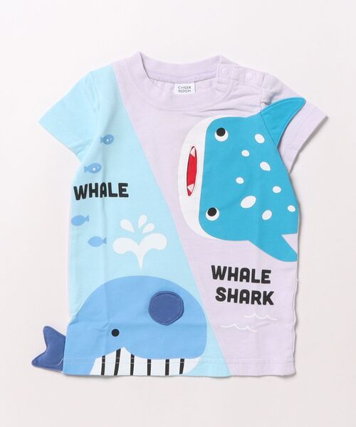 CHEEK ROOM(チークルーム)の「チークルーム くじらとさめ Tシャツ(Tシャツ/カットソー・キッズ・パープル/ライトグリーン/サックスブルー・90cm/100cm/110cm/120cm/130cm/80cm)」の3枚目の写真
