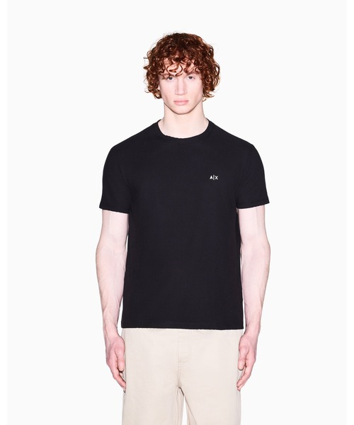 ARMANI EXCHANGE(アルマーニエクスチェンジ)の「【A|X アルマーニ エクスチェンジ】AXロゴ ワッフルエフェクト 半袖クルーネックTシャツ/REGULAR(Tシャツ/カットソー・メンズ・ブラック/オフホワイト・XX-LARGE/X-SMALL/X-LARGE/SMALL/MEDIUM/LARGE)」の1枚目の写真