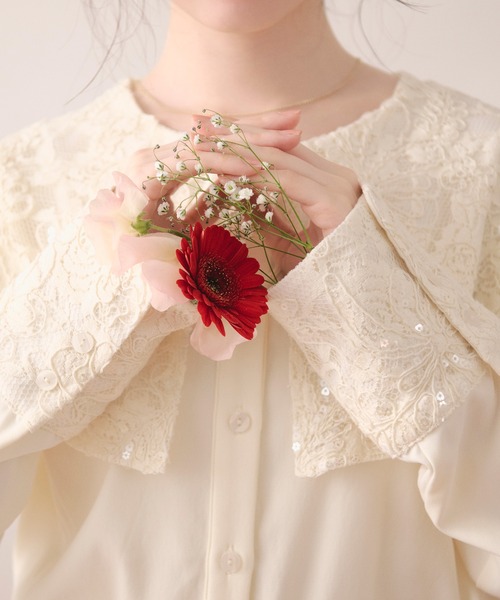 loin nuit（ロワンニュイ）の「spanglelace collar blouse / スパンコールレースカラーブラウス（シャツ/ブラウス・レディース・アイボリー・FREE）」の17枚目の写真
