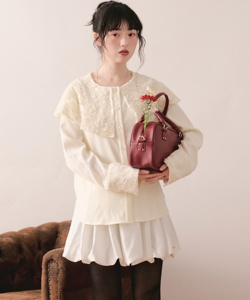 loin nuit（ロワンニュイ）の「spanglelace collar blouse / スパンコールレースカラーブラウス（シャツ/ブラウス・レディース・アイボリー・FREE）」の4枚目の写真