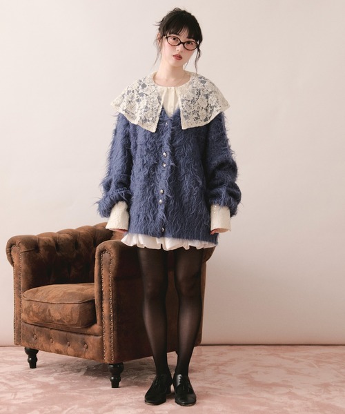 トップス loin nuit spanglelace collar blouse spanglelace collar blouse / スパンコールレースカラーブラウス