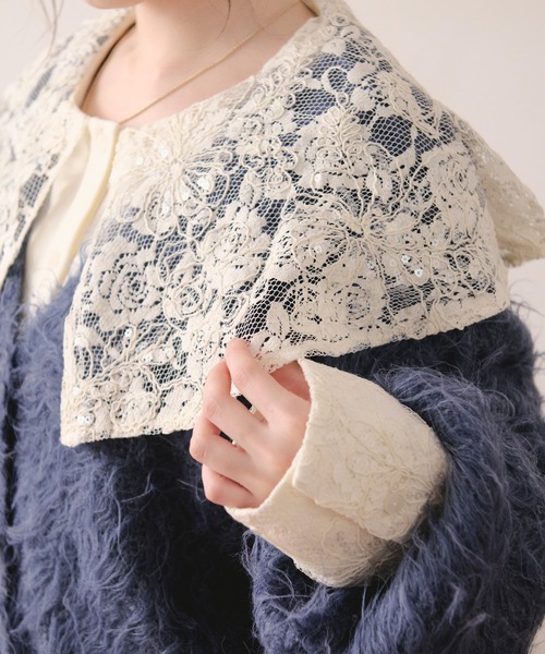 loin nuit（ロワンニュイ）の「spanglelace collar blouse / スパンコールレースカラーブラウス（シャツ/ブラウス・レディース・アイボリー・FREE）」の11枚目の写真