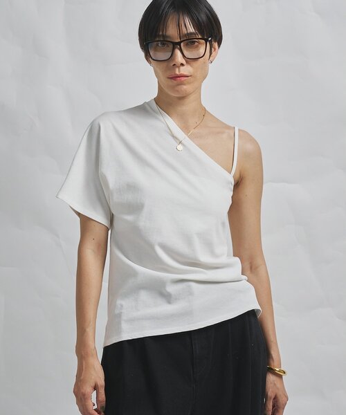 Whim Gazette(ウィムガゼット)の「【GEMINI】ワンショルダーカットソー(Tシャツ/カットソー・レディース・オフホワイト/チャコールグレー・FREE)」の1枚目の写真