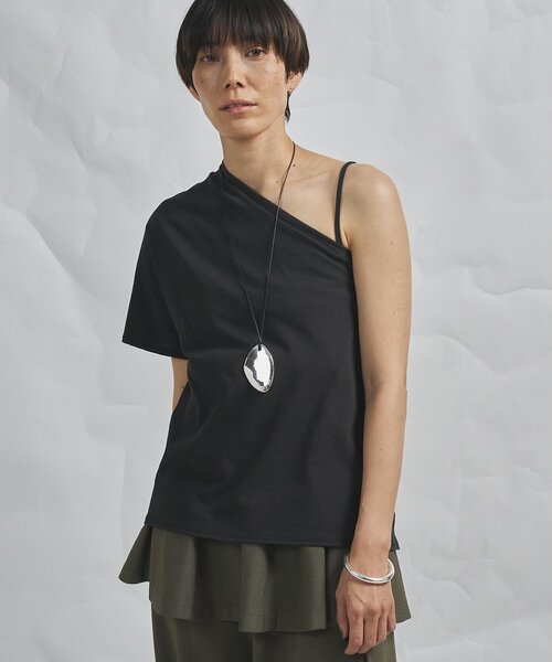 Whim Gazette(ウィムガゼット)の「【GEMINI】ワンショルダーカットソー(Tシャツ/カットソー・レディース・オフホワイト/チャコールグレー・FREE)」の2枚目の写真