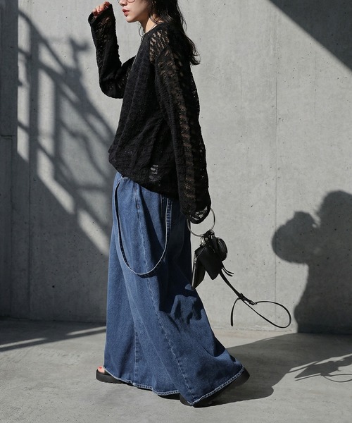 antiqua(アンティカ)の「透かし編み シアーニット(ニット/セーター・レディース・ベージュ/ブラック・ONESIZE)」の16枚目の写真