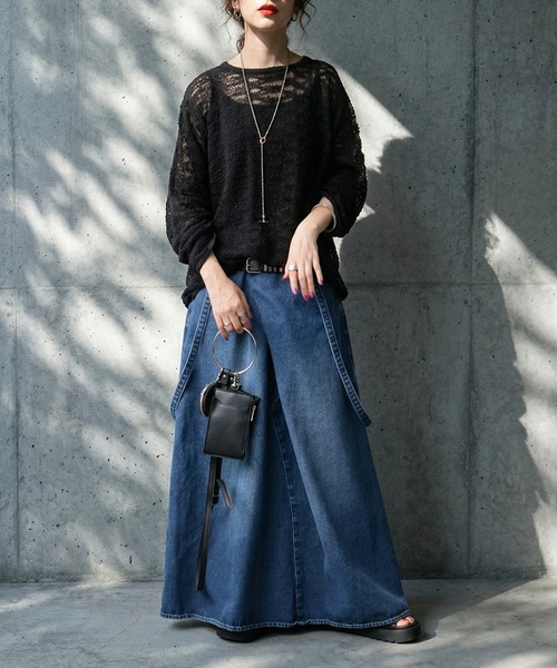 antiqua(アンティカ)の「透かし編み シアーニット(ニット/セーター・レディース・ベージュ/ブラック・ONESIZE)」の15枚目の写真