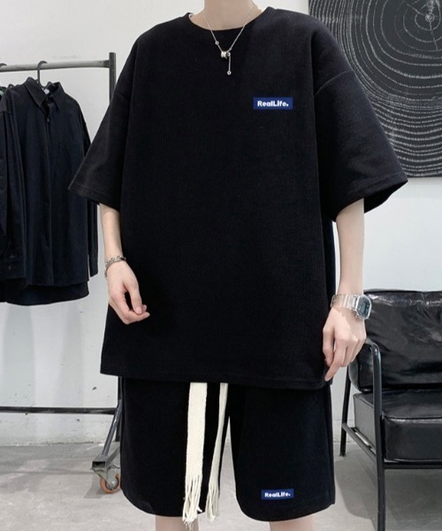 link lot(リンクロット)の「【2点セット付き】 ワッフルジャガード セットアップ(ルームウェア/パジャマ・メンズ・グレー/ブラック/ホワイト・L/M)」の10枚目の写真