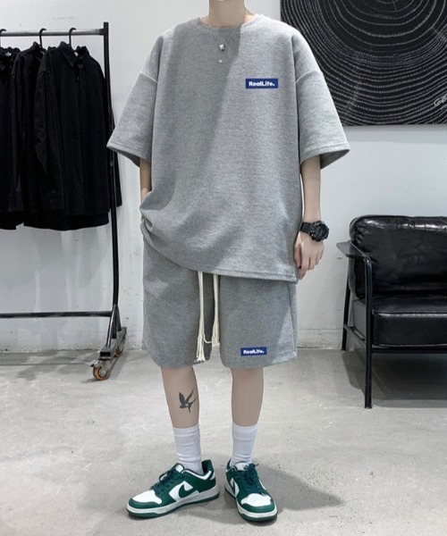 link lot(リンクロット)の「【2点セット付き】 ワッフルジャガード セットアップ(ルームウェア/パジャマ・メンズ・グレー/ブラック/ホワイト・L/M)」の7枚目の写真