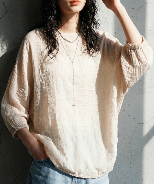 antiqua(アンティカ)の「シアー ドルマントップス(Tシャツ/カットソー・レディース・ベージュ/ブラック/ライム/パープル・ONESIZE)」の3枚目の写真