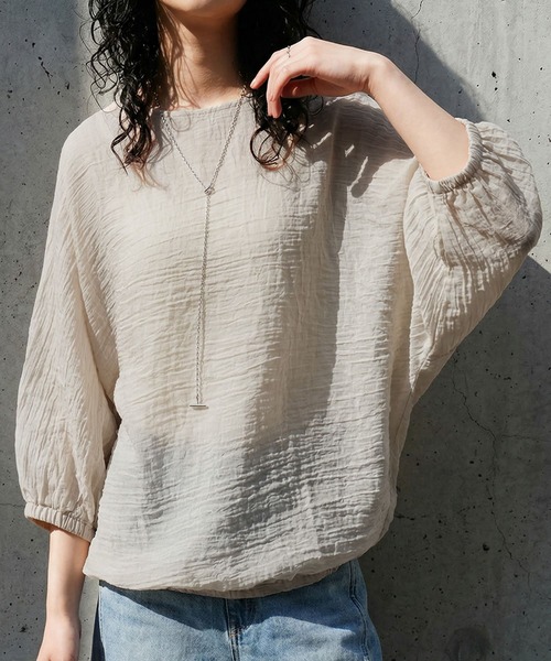 antiqua(アンティカ)の「シアー ドルマントップス(Tシャツ/カットソー・レディース・ベージュ/ブラック/ライム/パープル・ONESIZE)」の9枚目の写真