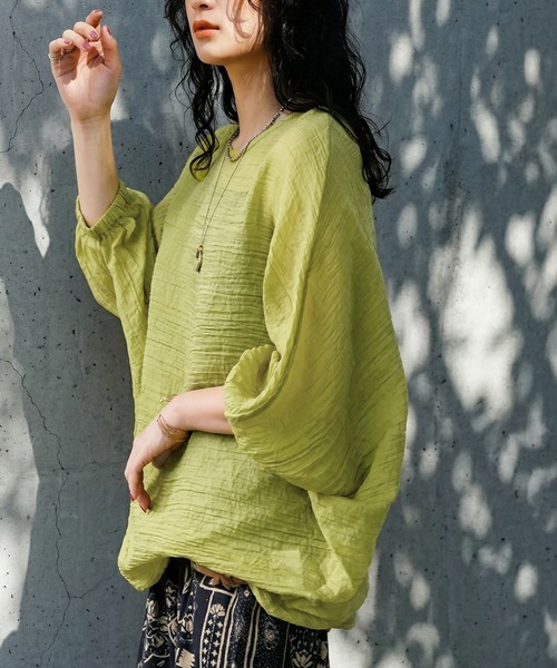 antiqua(アンティカ)の「シアー ドルマントップス(Tシャツ/カットソー・レディース・ベージュ/ブラック/ライム/パープル・ONESIZE)」の12枚目の写真