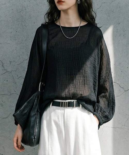 antiqua(アンティカ)の「シアー ドルマントップス(Tシャツ/カットソー・レディース・ベージュ/ブラック/ライム/パープル・ONESIZE)」の5枚目の写真