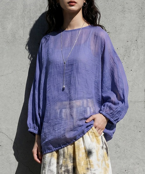 antiqua(アンティカ)の「シアー ドルマントップス(Tシャツ/カットソー・レディース・ベージュ/ブラック/ライム/パープル・ONESIZE)」の14枚目の写真