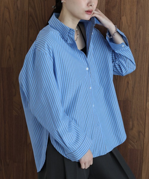 J by blue(ジェイバイブルー)の「カラーストライプシャツ(シャツ/ブラウス・レディース・ピンク/ホワイト/ブルー・MEDIUM)」の15枚目の写真