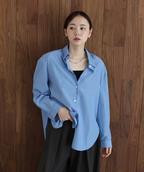 J by blue(ジェイバイブルー)の「カラーストライプシャツ(シャツ/ブラウス・レディース・ピンク/ホワイト/ブルー・MEDIUM)」の17枚目の写真