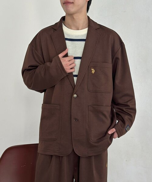 U.S. POLO ASSN.（ユーエスポロアッスン）の「【SETUP可】ポンチテーラードジャケット（テーラードジャケット・メンズ・ブラウン/ブラック・MEDIUM/LARGE）」の2枚目の写真