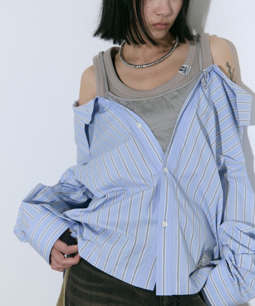 MIHARA YASUHIRO/ミハラヤスヒロ】LAYERED STRIPE SHIRTS/レイヤード