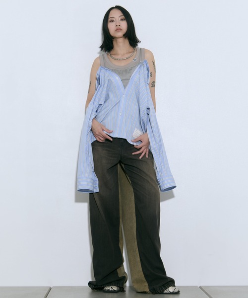 MIHARA YASUHIRO/ミハラヤスヒロ】LAYERED STRIPE SHIRTS/レイヤード