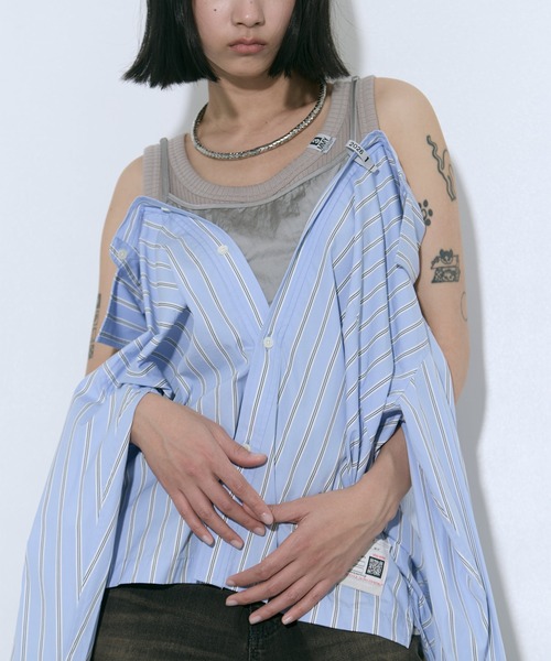 MIHARA YASUHIRO/ミハラヤスヒロ】LAYERED STRIPE SHIRTS/レイヤード