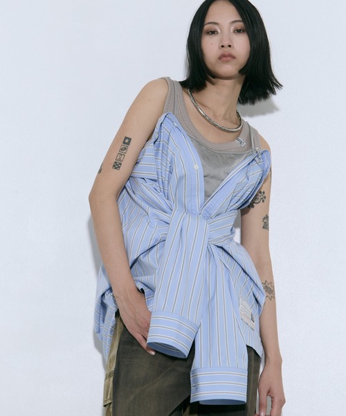 MIHARA YASUHIRO/ミハラヤスヒロ】LAYERED STRIPE SHIRTS/レイヤード