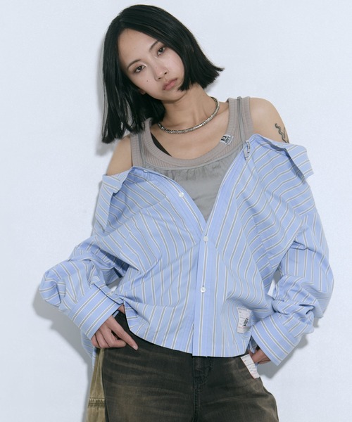 Maison MIHARA YASUHIRO(メゾンミハラヤスヒロ)の「【MIHARA YASUHIRO/ミハラヤスヒロ】LAYERED STRIPE SHIRTS/レイヤードストライプシャツ(シャツ/ブラウス・レディース・ブルー/ホワイト・36)」の7枚目の写真